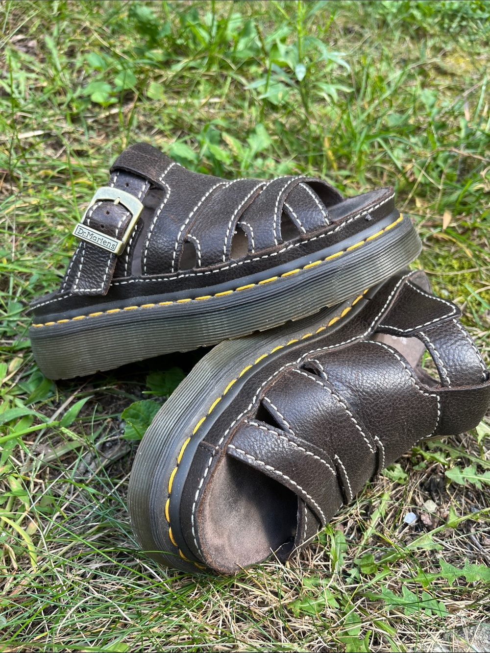 Dr. Martens Women’s Brown Leather Maxxy Slides